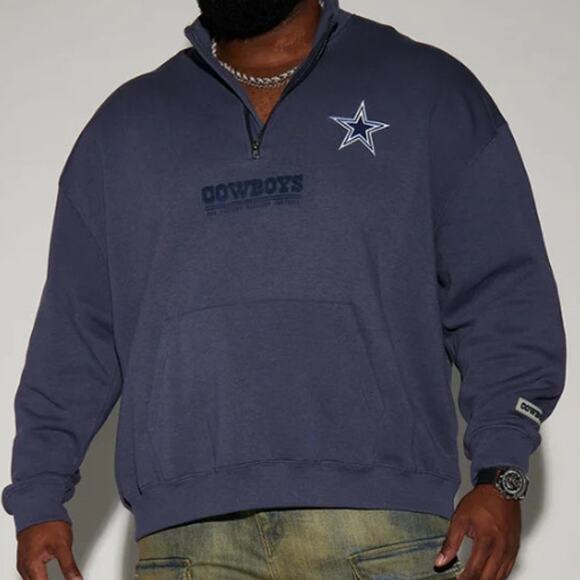 NFL Cowboys Essential Quarter Zip Sweatshirt Navy Game Day Men's Size XXL - Picture 1 of 12
